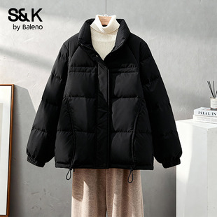 班尼路S&K系列黑色百搭羽绒服女款2025冬季新款韩版保暖休闲外套H