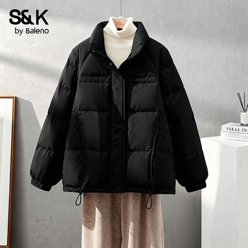 班尼路S&K系列黑色百搭羽绒服女款2025冬季新款韩版保暖休闲外套H