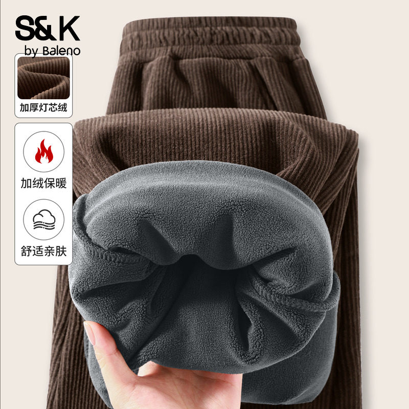 班尼路S&K系列灯芯绒直筒裤女2025冬季新款加厚保暖百搭加绒裤子Q,女装/女士精品,休闲裤,淘宝优惠券,粉丝福利购,淘宝优惠卷