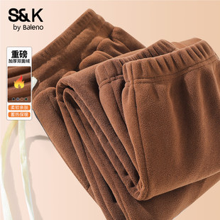 加绒长裤 班尼路S&K咖色抓绒裤 重磅摇粒绒束脚运动裤 美式 子男冬季