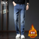 男士 修身 秋冬季 班尼路SK加绒牛仔裤 厚款 百搭时尚 潮流直筒长裤 子YS