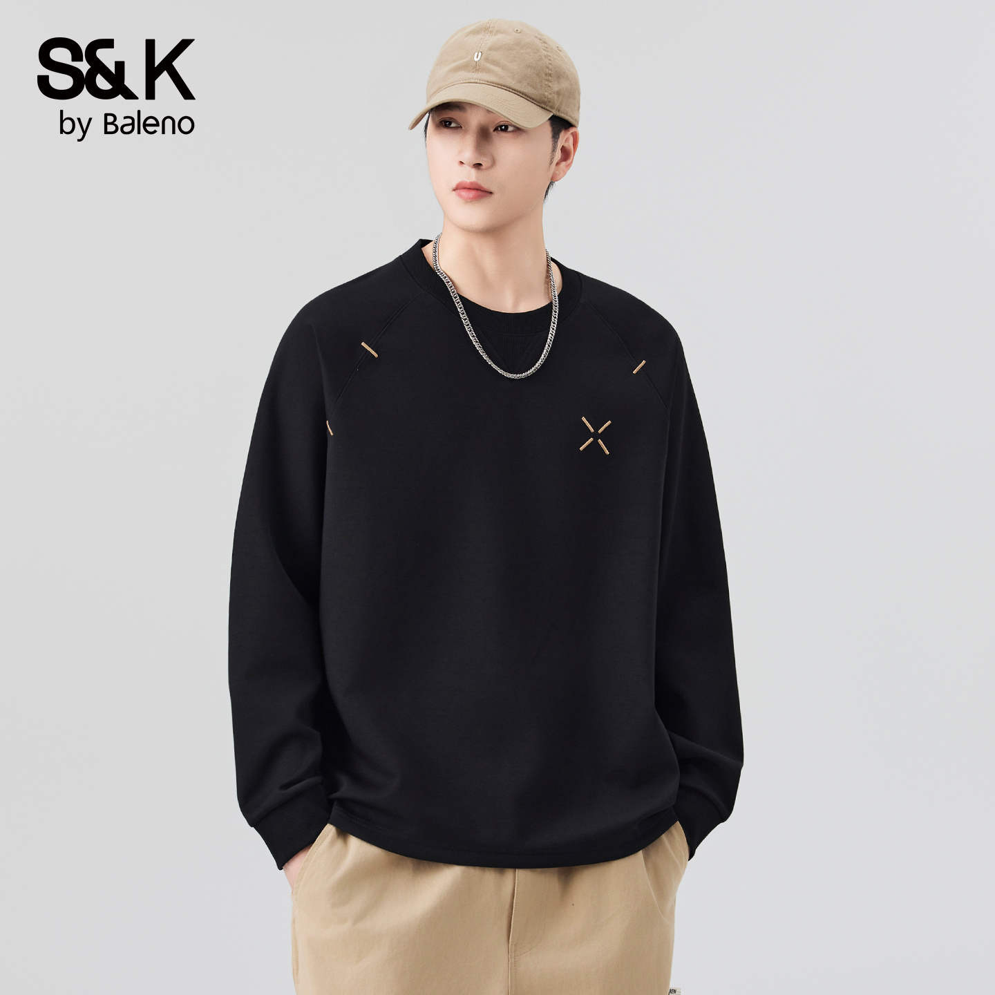 班尼路SK潮牌圆领卫衣男2025秋季