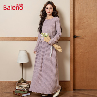 圆领长袖 女春秋款 T恤高腰半身长裙两件套J 百搭休闲套装 班尼路时尚