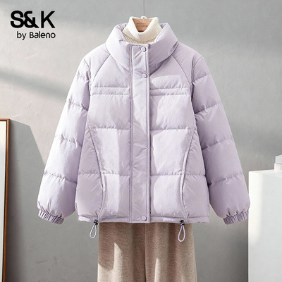 班尼路S&K系列紫色短款羽绒服女款2025冬季新款立领百搭外套上衣H
