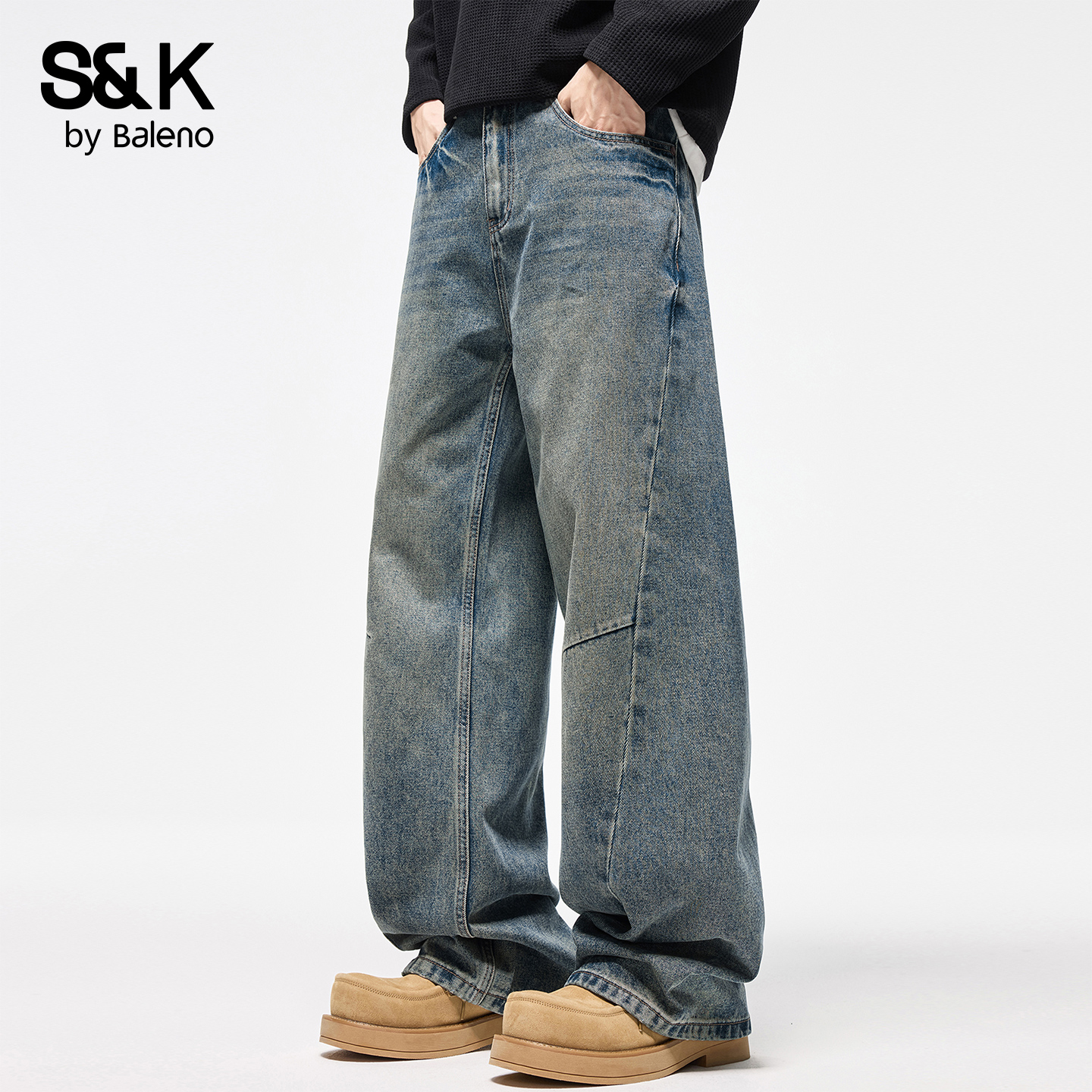 班尼路SK美式复古牛仔裤