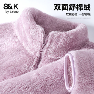 班尼路S&K系列立领加绒外套女2025新款秋冬季加厚开衫棉服上衣M