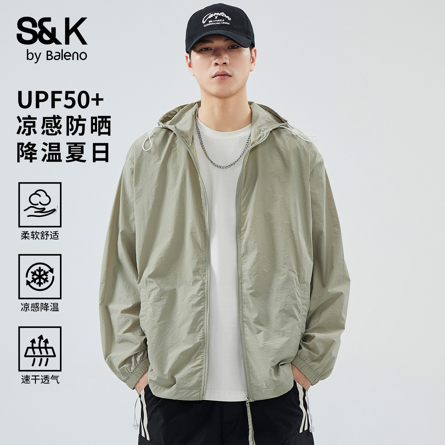 班尼路SK夏季户外冰丝轻薄款防晒衣男士UPF50+宽松透气防晒外套YS图片