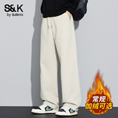 男休闲风直筒加绒加厚保暖垂感男长裤 班尼路S&K系列冬季 休闲裤