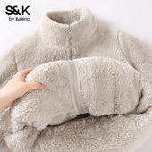 班尼路S&K系列舒棉绒立领棉服女冬新款 加厚毛绒保暖休闲开衫 上衣N