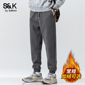 班尼路SK秋冬季 子YS 潮流九分运动裤 休闲裤 男加绒宽松束脚百搭时尚