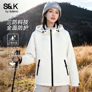 户外运动连帽登山服N 新款 班尼路S&K系列三防冲锋夹克外套女款 冬季