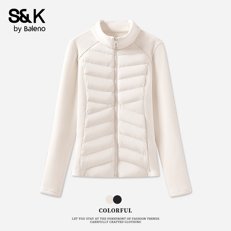 班尼路S&K系列立领保暖外套女2025冬新款冲锋衣内胆修身开衫上衣Q
