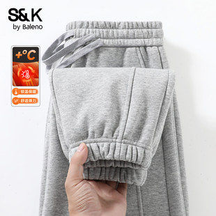 运动裤 班尼路S&K灰色加绒束脚休闲裤 简约宽松加厚男士 秋冬季 男款