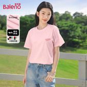 班尼路圆领正肩字母印花短袖 T恤女2026春夏新款 纯棉亲肤宽松上衣Q