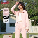 班尼路修身 粉色上衣M 外套女秋2025新款 连帽拉链运动卫衣lulu开衫