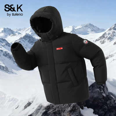 班尼路S&K短款连帽保暖羽绒服男