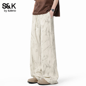 扎染休闲裤 宽松直筒长裤 男士 班尼路SK美式 春季 款 高级感阔腿长裤