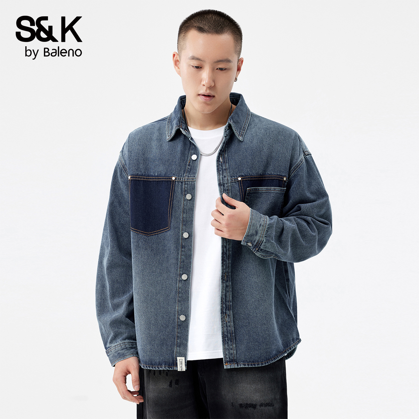 班尼路SK潮牌设计感牛仔外套