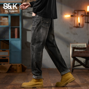 牛仔裤 直筒宽松复古裤 男士 百搭时尚 子YS 夏季 班尼路SK高端2026新款