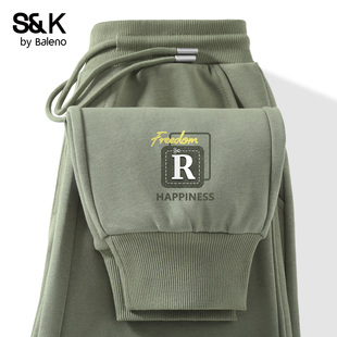 子男款 休闲裤 秋季 大码 青少年百搭卫裤 班尼路S&K绿色R束脚运动裤