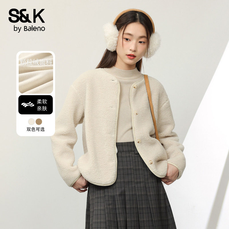 班尼路S&K系列杏色加绒外套女