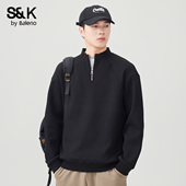 新款 班尼路SK半拉链卫衣男士 2025秋冬季 潮牌宽松套头立领上衣服YS