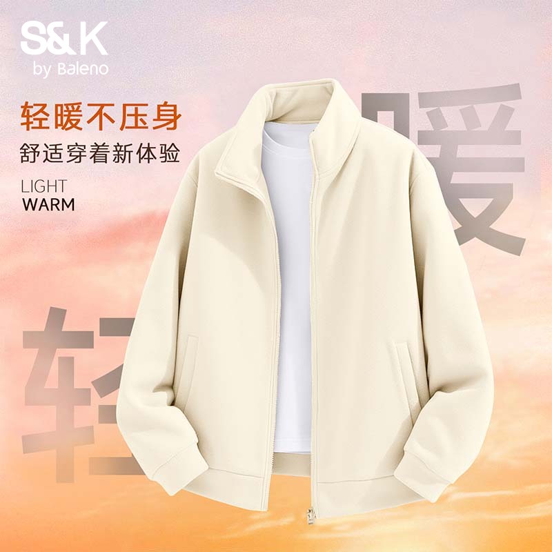 班尼路S&K系列奥粒绒外套女2025新款冬加绒保暖立领开衫短款上衣M