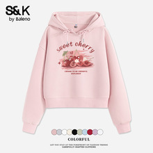 班尼路S&K系列烟粉短款连帽卫衣女2025新款秋小个子休闲宽松外套Q