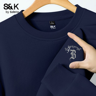 班尼路S&K系列重磅棉感圆领卫衣男25秋季 大学生百搭套头上衣A 新款