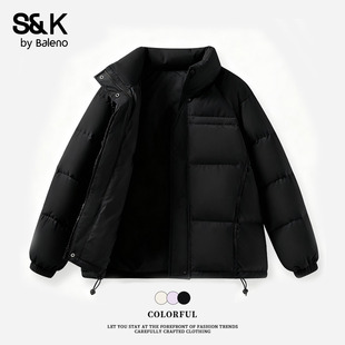 班尼路S&K系列黑色立领羽绒服女2026冬季新款面包服防风保暖外套H