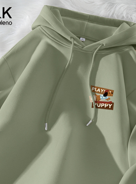 班尼路S&K系列情侣休闲卫衣男重磅青少年男士秋季绿色连帽外套LF