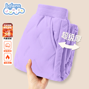 班尼路女童加绒裤子一条过冬儿童棉裤2026新款小女孩羊羔绒长裤P