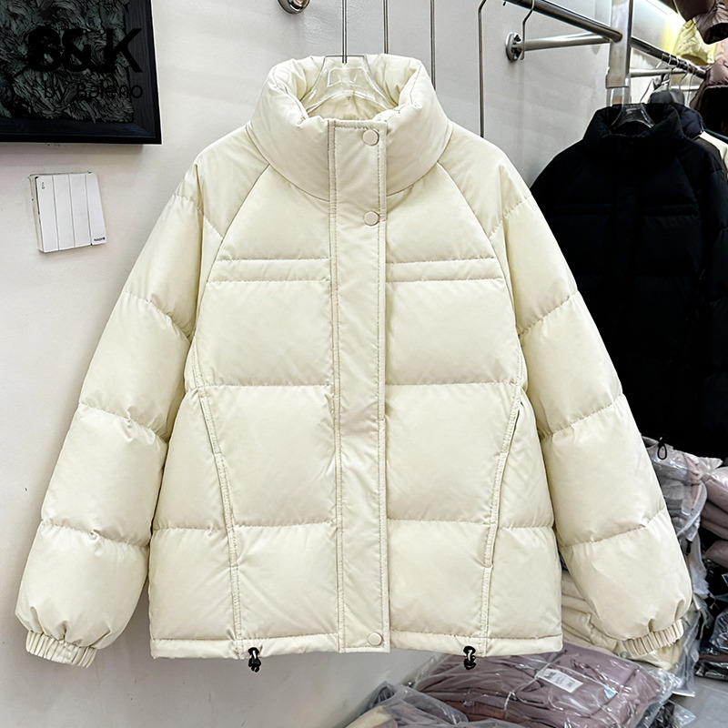 白色短款羽绒服女款保暖外套