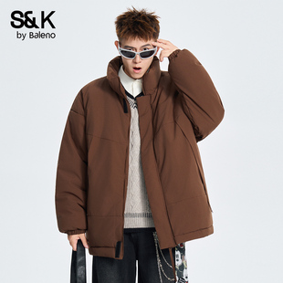休闲潮牌百搭棉服保暖外套男MS 棉衣2025秋冬厚款 班尼路SK美式 男士