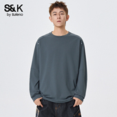 T恤男士 宽松百搭潮牌春季 款 班尼路SK简约运动风长袖 打底衫 上衣YS