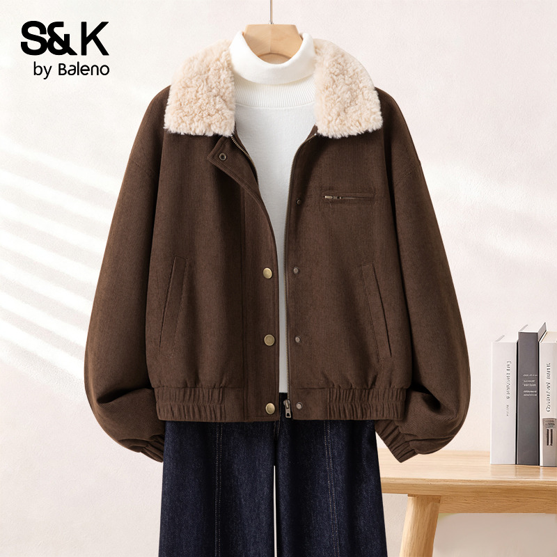 美拉德翻领夹棉外套棉袄女款