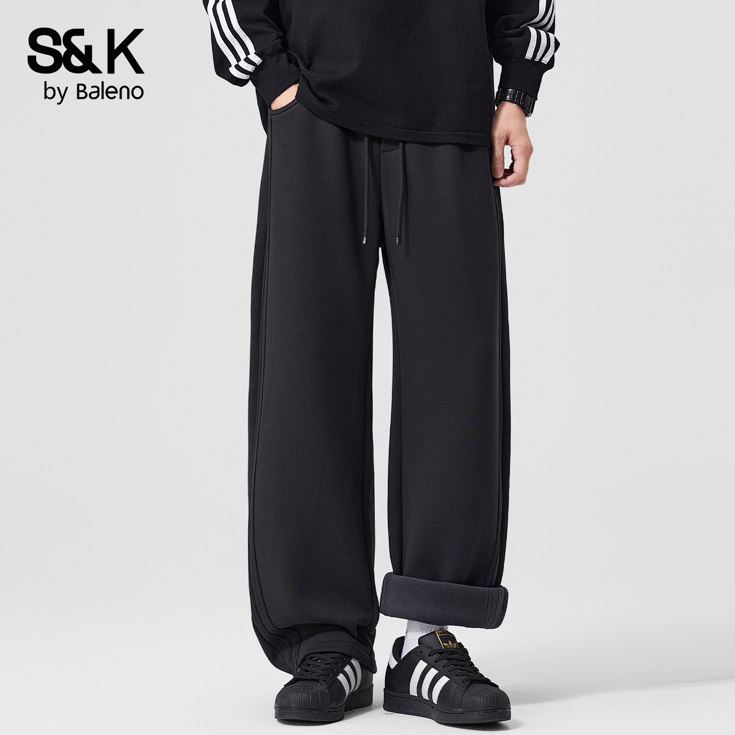 班尼路SK加绒休闲裤男士冬季潮牌