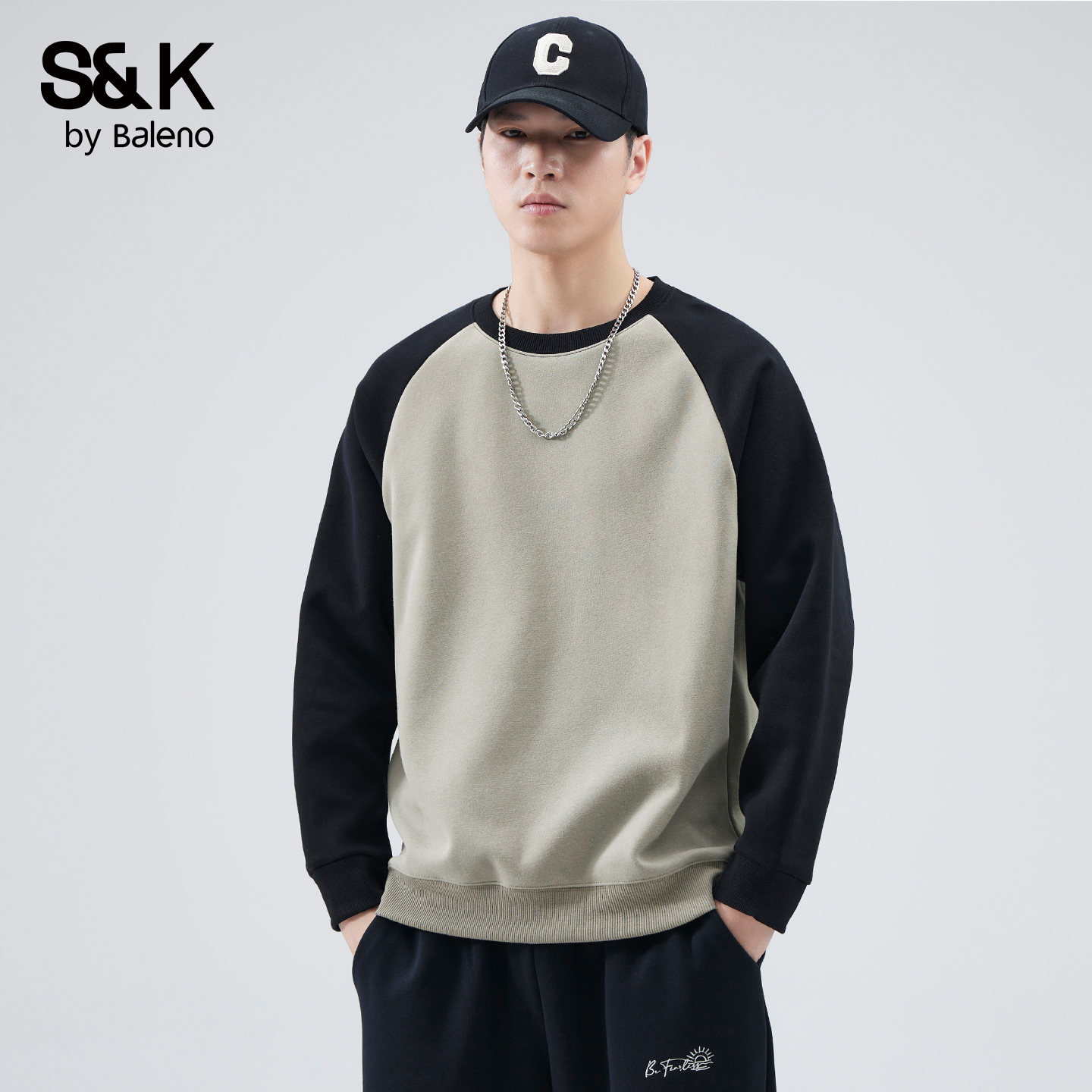 班尼路SK拼色重磅卫衣男潮牌新款