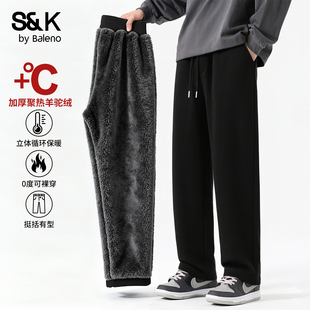 子男款 休闲裤 冬季 黑色直筒男士 厚A 高级羊驼绒男裤 班尼路S&K加绒裤