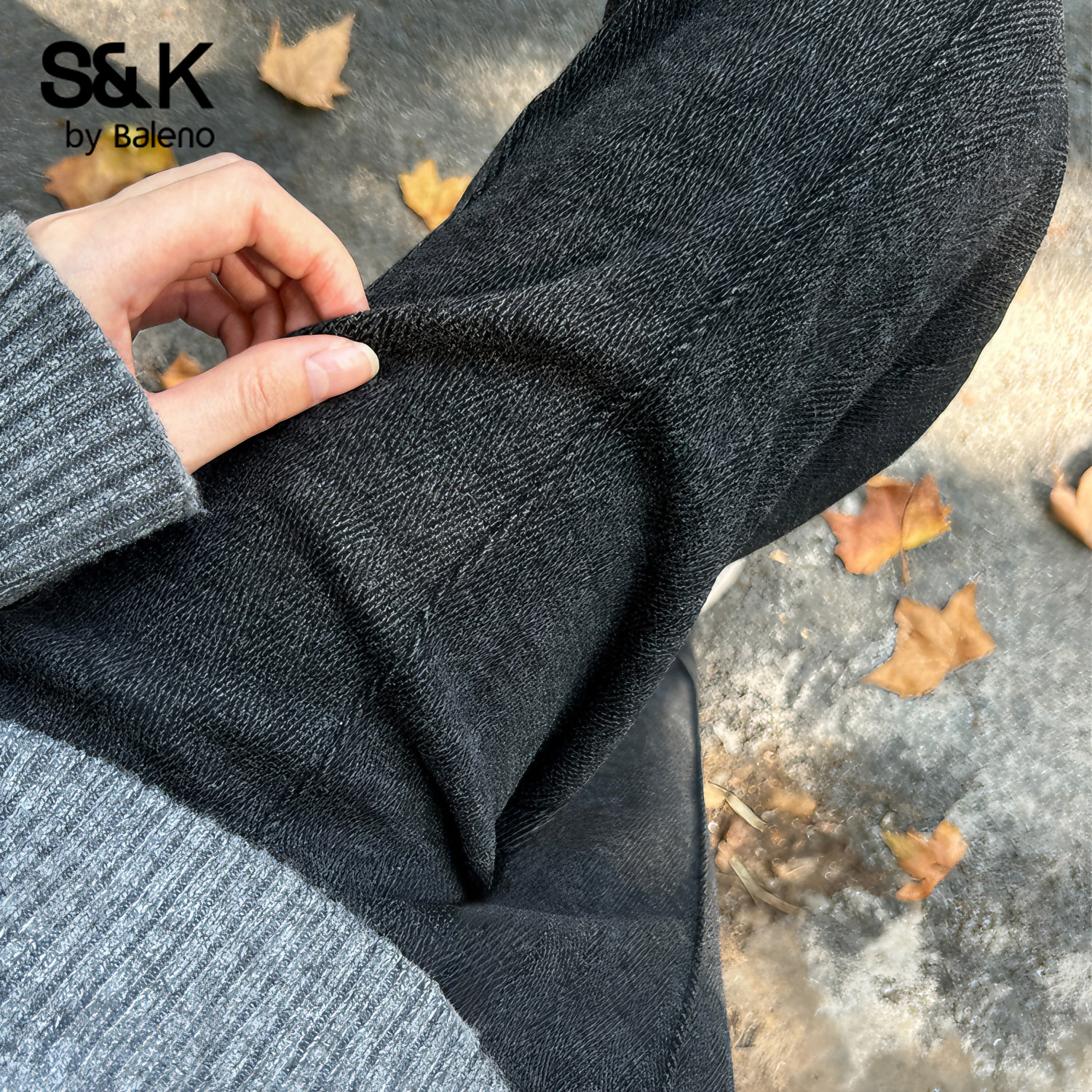 班尼路宽松加绒保暖阔腿裤女冬季