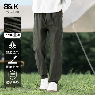 休闲裤 新款 美式 班尼路S&K系列军绿色工装 长裤 子男秋季 阔腿裤 男A 裤