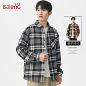 外套男2025新款 春秋男士 衬衫 班尼路格子衬衫 长袖 男友风休闲上衣J