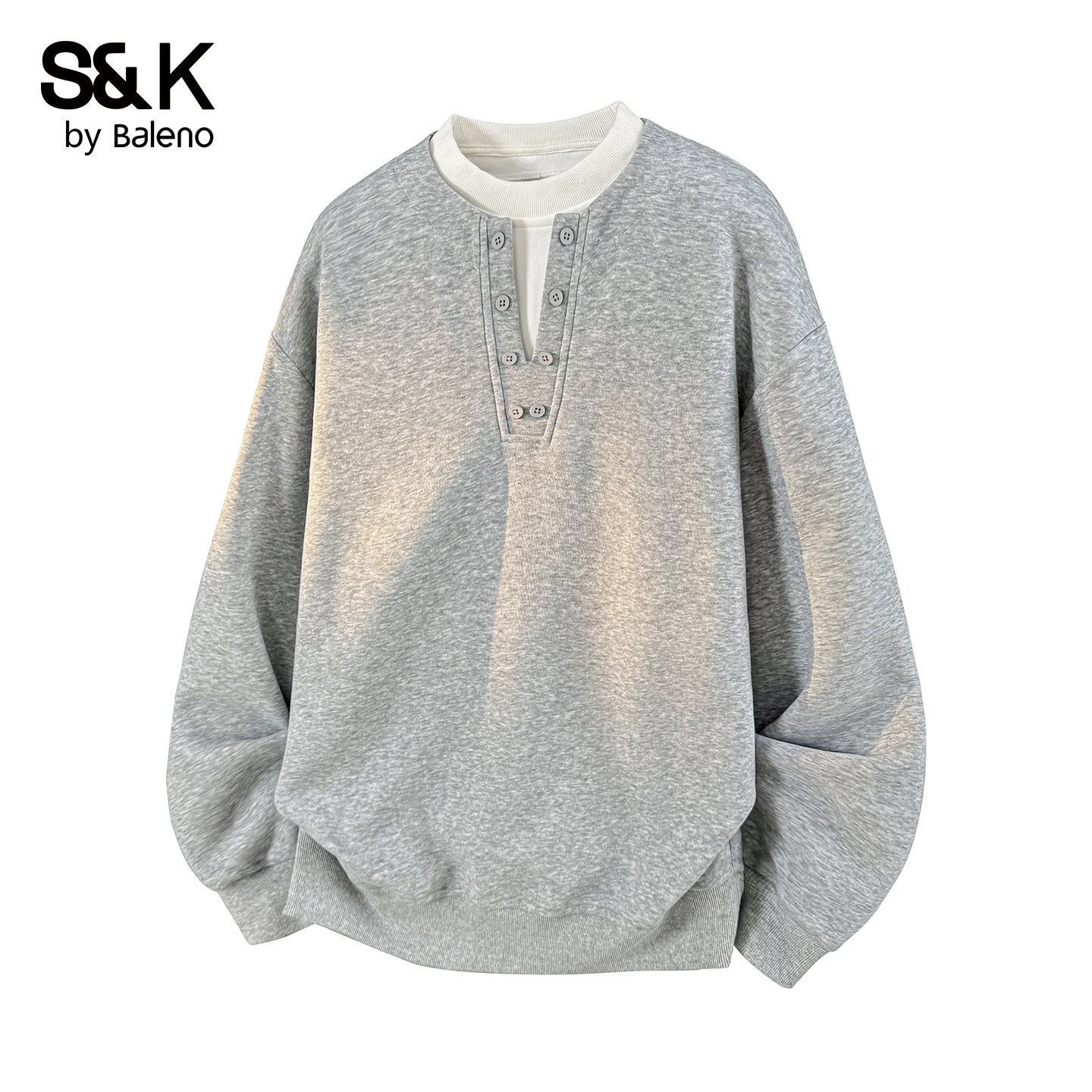 班尼路秋冬新款假两件圆领卫衣男