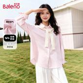 衬衫 女款 春夏新款 班尼路披肩POLO领长袖 韩系学院风时尚 减龄衬衣Q