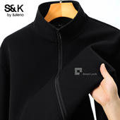班尼路S&K系列秋季 黑色立领夹克外套潮LF 卫衣男2025男士 新款 开衫