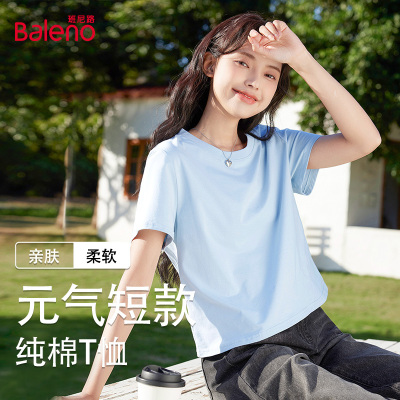 班尼路短款t恤女纯棉半袖短袖