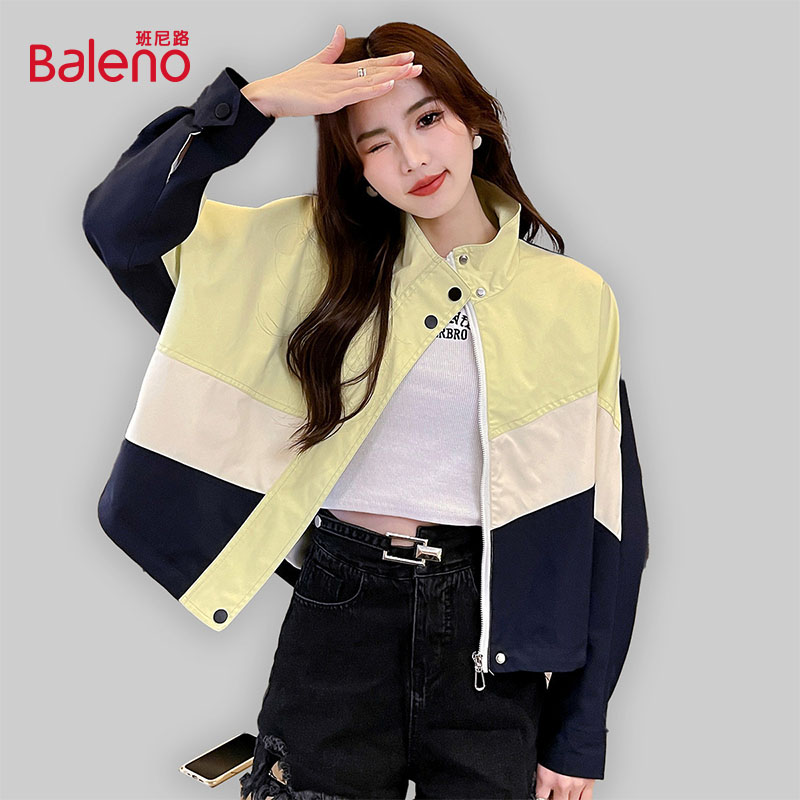 班尼路外套女撞色宽松显瘦