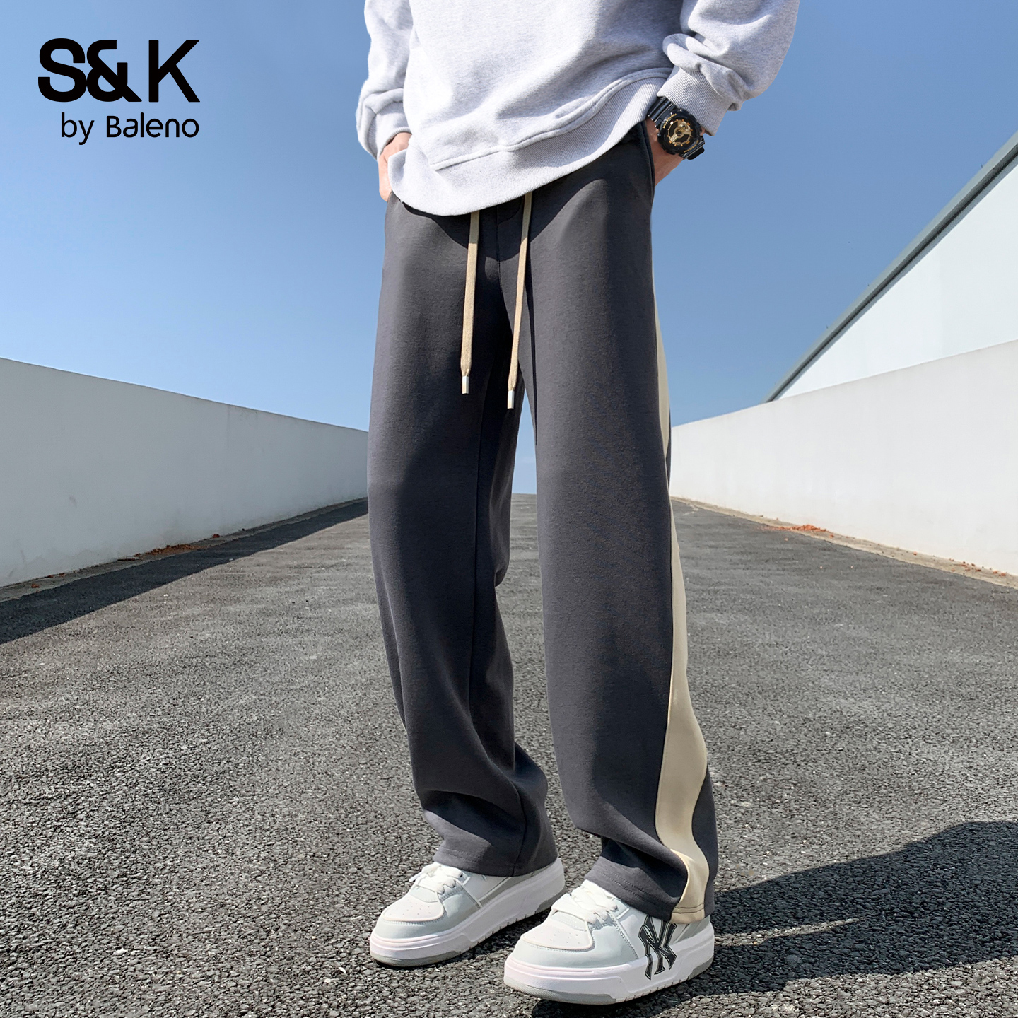 班尼路SK裤子男夏季款男裤直筒裤男士休闲裤宽松阔腿裤男生长裤MS