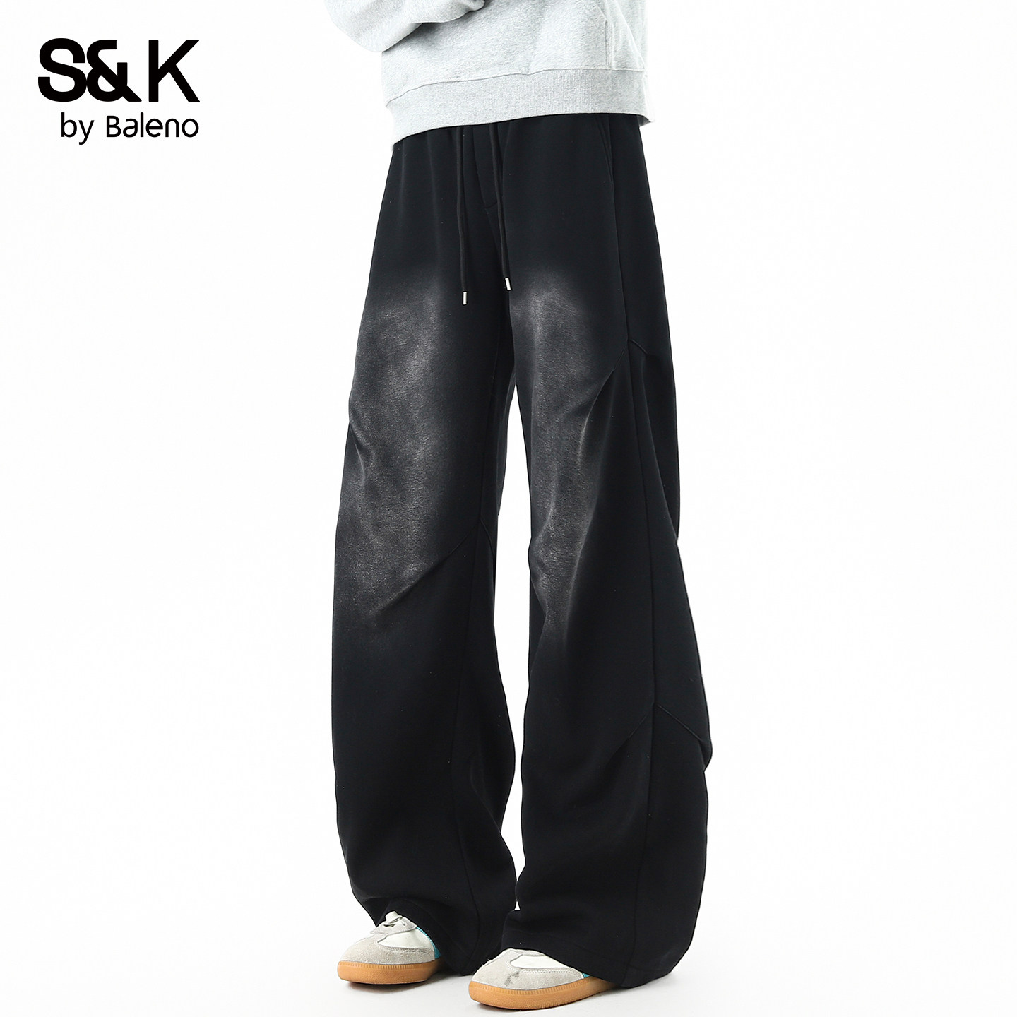 班尼路SK夏季休闲直筒针织休闲裤男士2026新款宽松垂感阔腿长裤YS