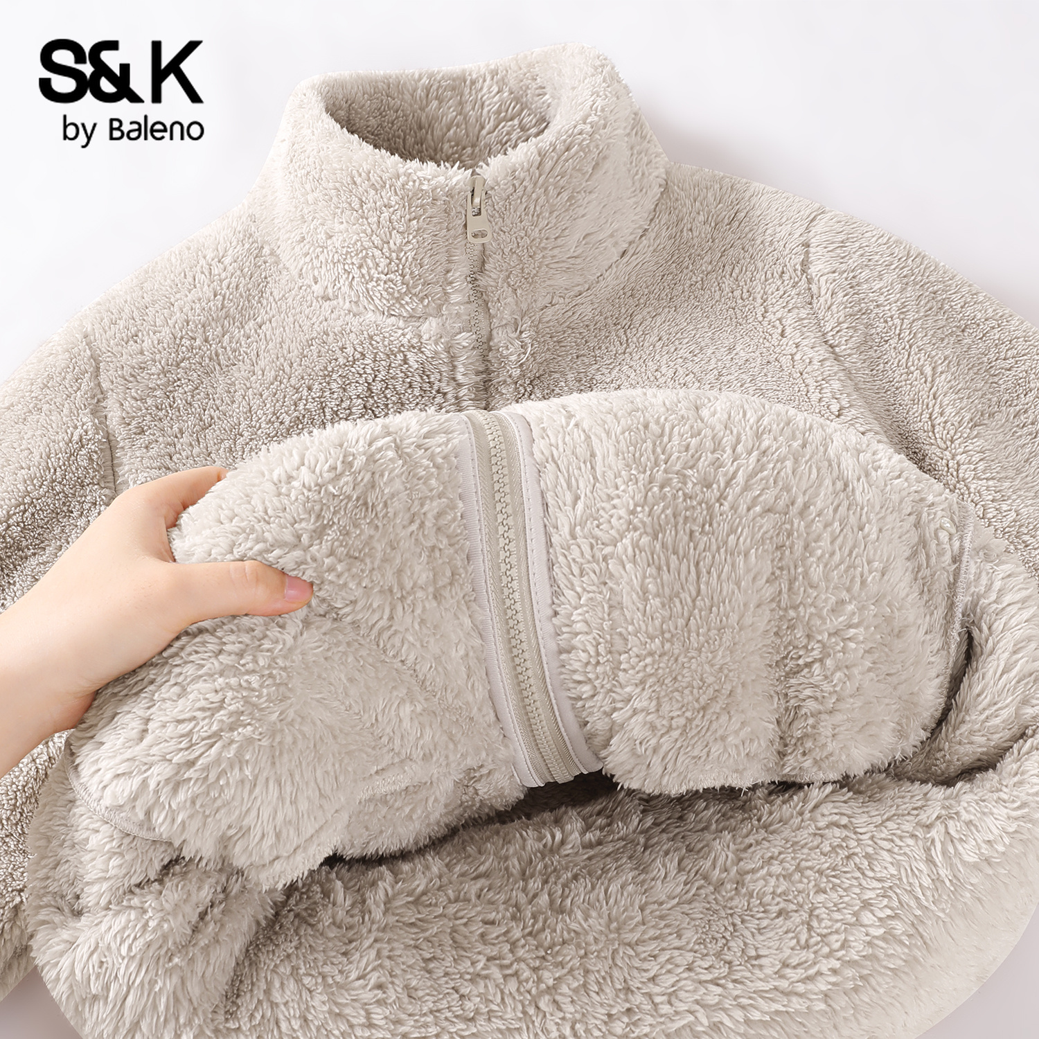 班尼路S&K系列加绒加厚款外套女2025新款保暖立领开衫冬装上衣M